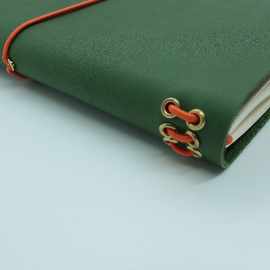 A5 Trifold Leather Journal Forest Green