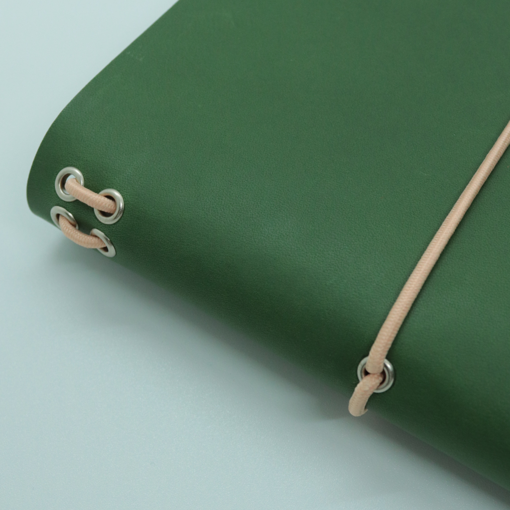 A6 Trifold Leather Journal Forest Green