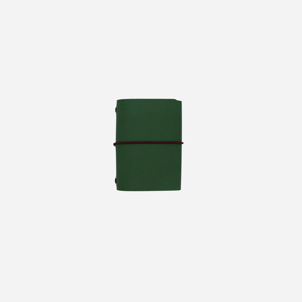 Passport Size Trifold Leather Journal Forest Green