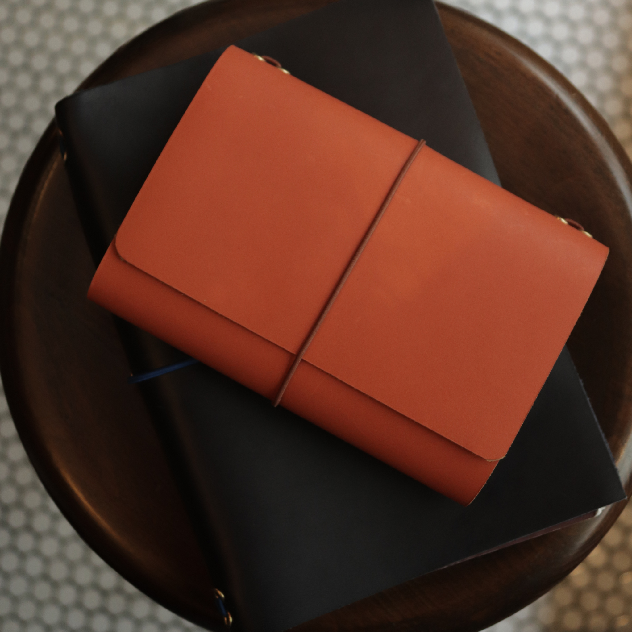 A6 Trifold Leather Journal Cover Burnt Orange