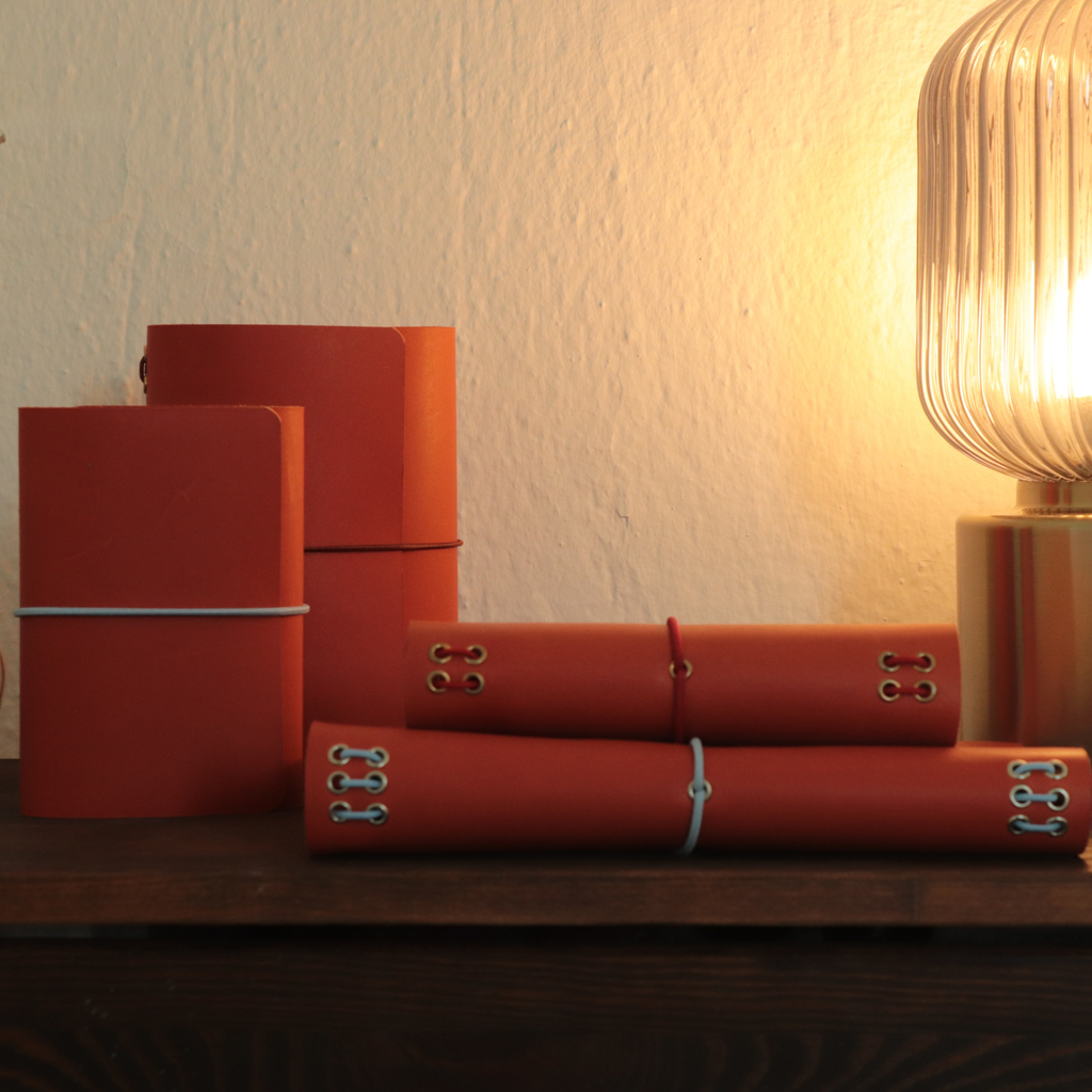 A5 Bifold Leather Journal Cover Burnt Orange