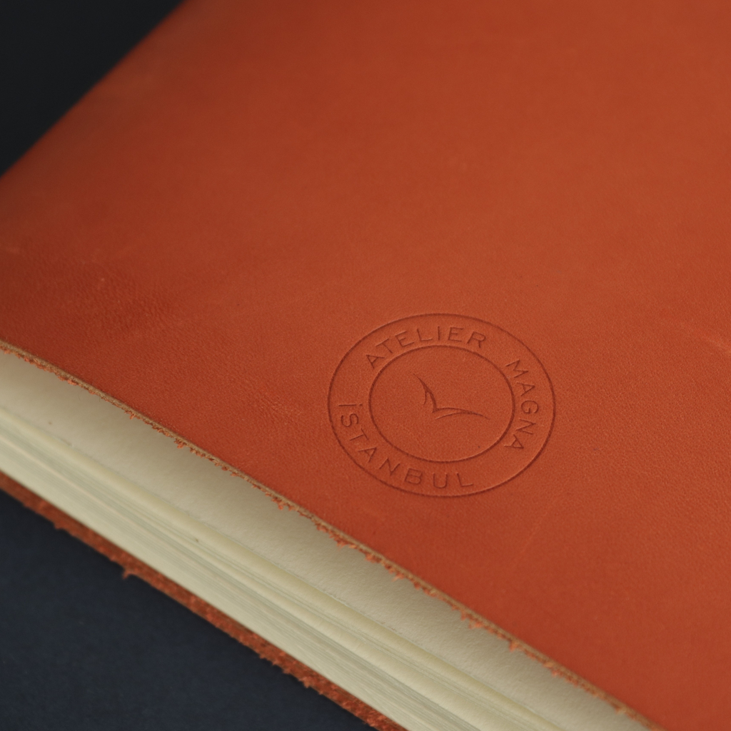 A5 Bifold Leather Journal Cover Burnt Orange