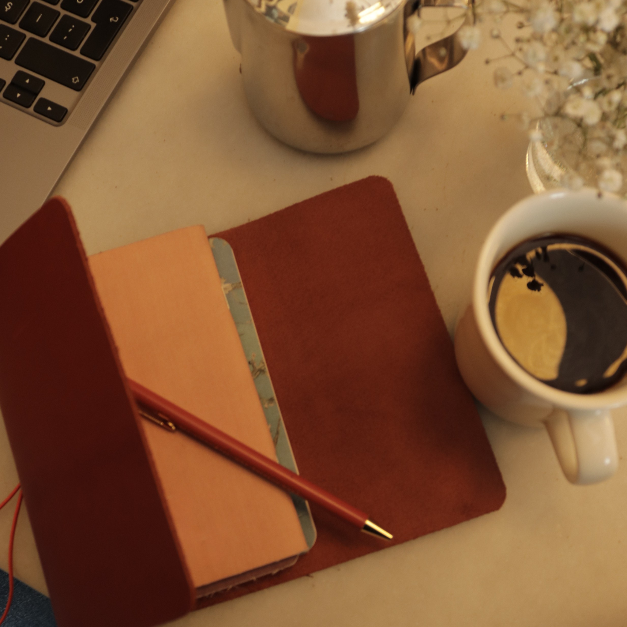 A6 Trifold Leather Journal Cognac