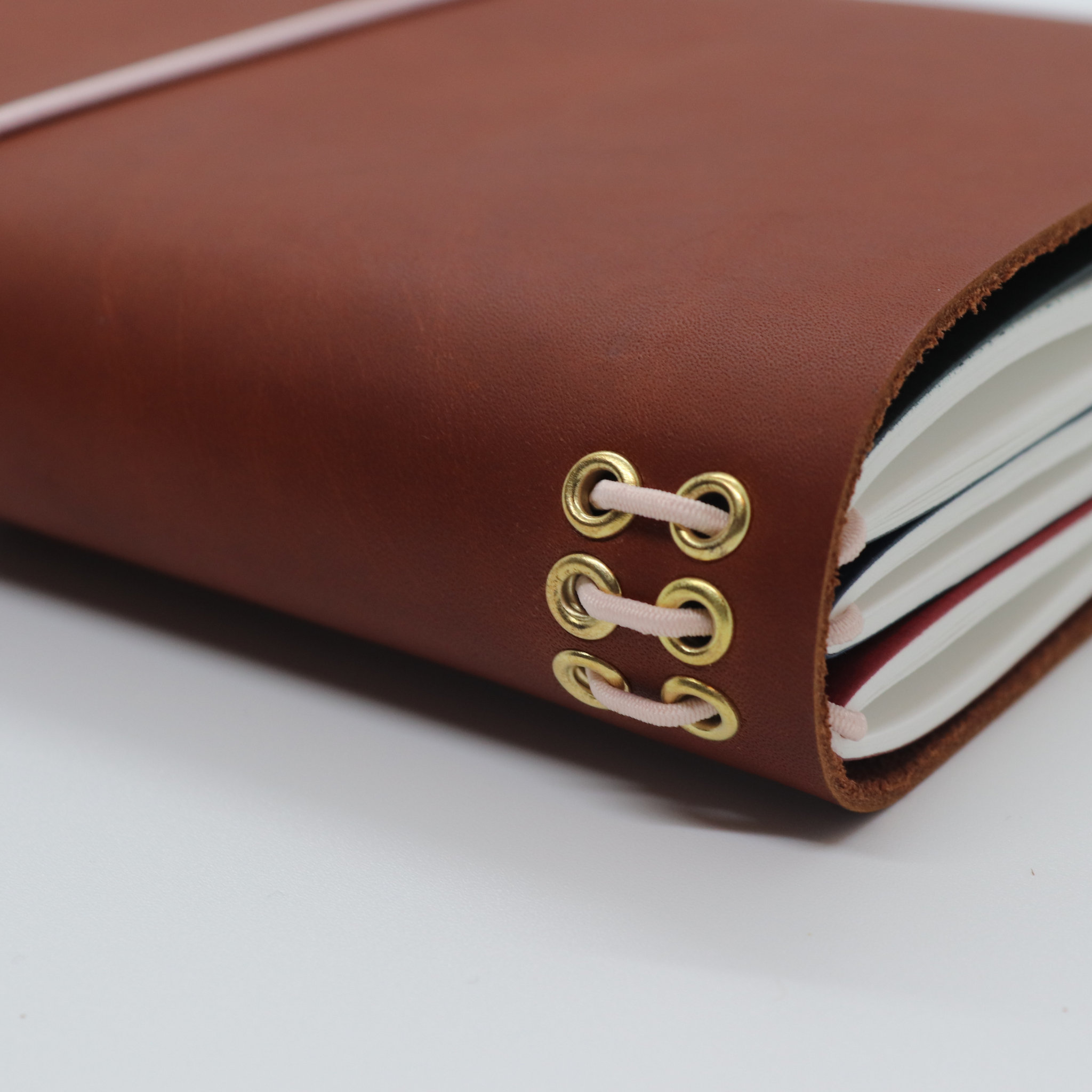 A5 Trifold Leather Journal Cover Cognac
