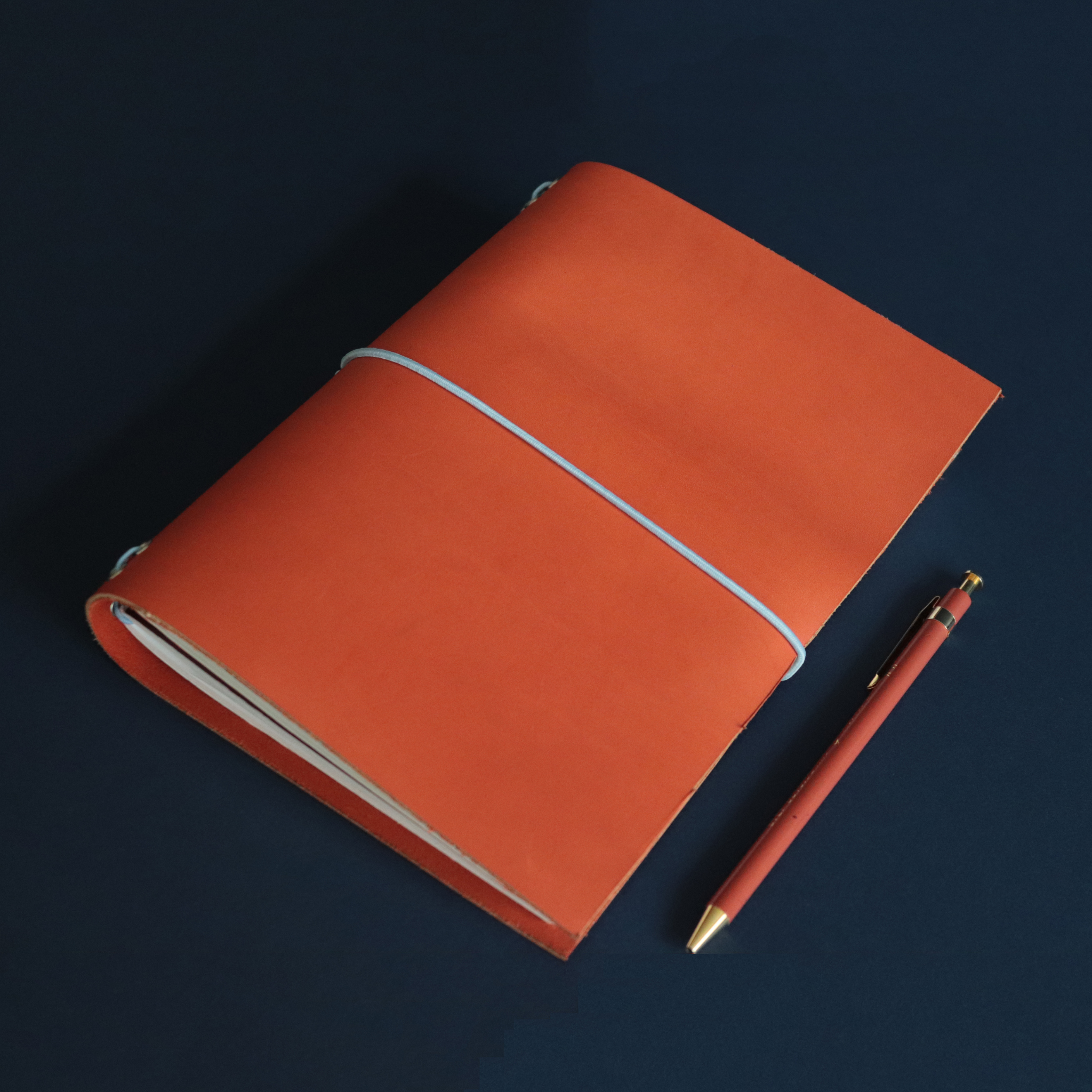 A5 Bifold Leather Journal Cover Burnt Orange