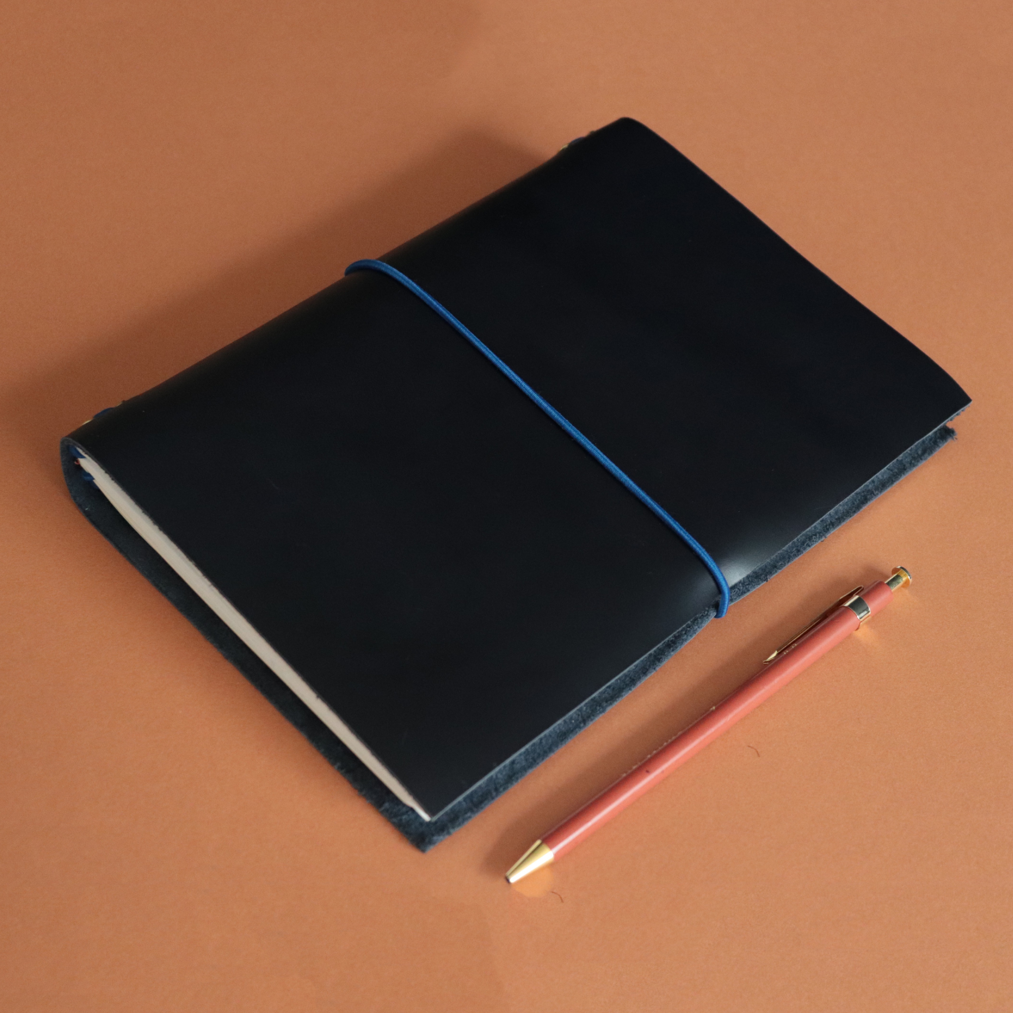 A5 Bifold Leather Journal Cover Midnight