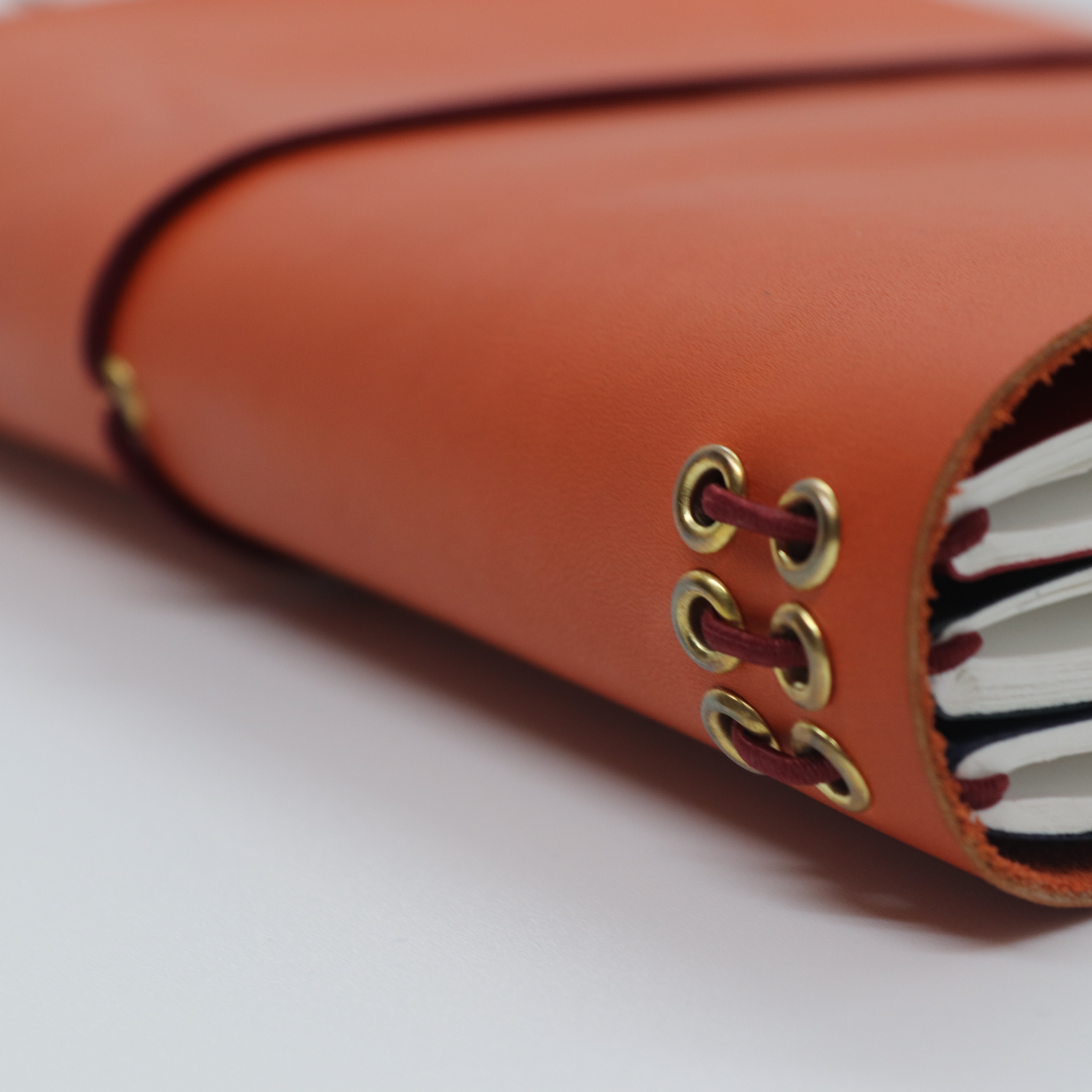 A5 Trifold Leather Journal Cover Burnt Orange