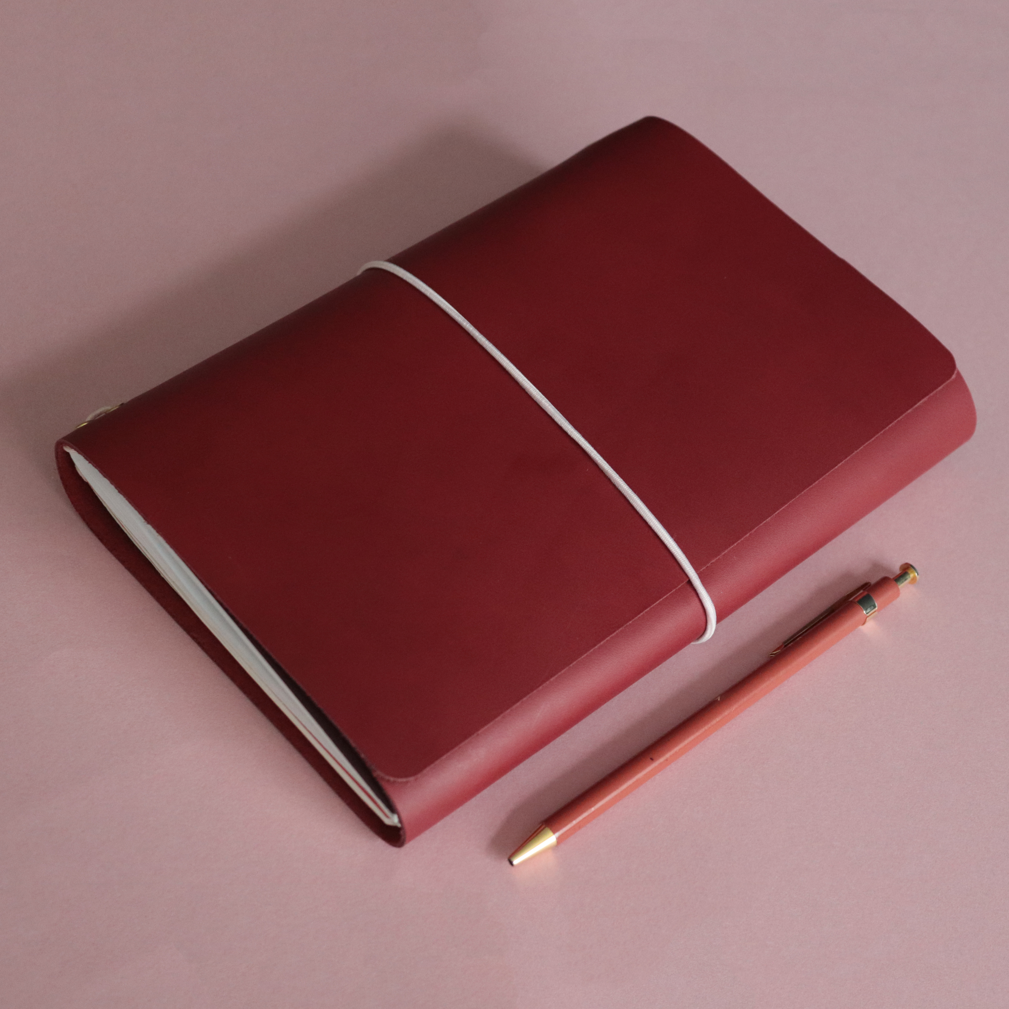 A5 Trifold Leather Journal Cover Maroon
