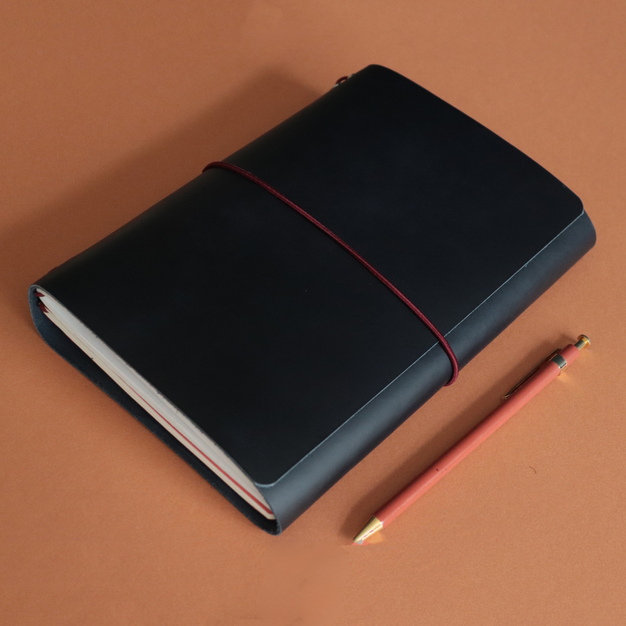 A5 Trifold Leather Journal Cover Midnight