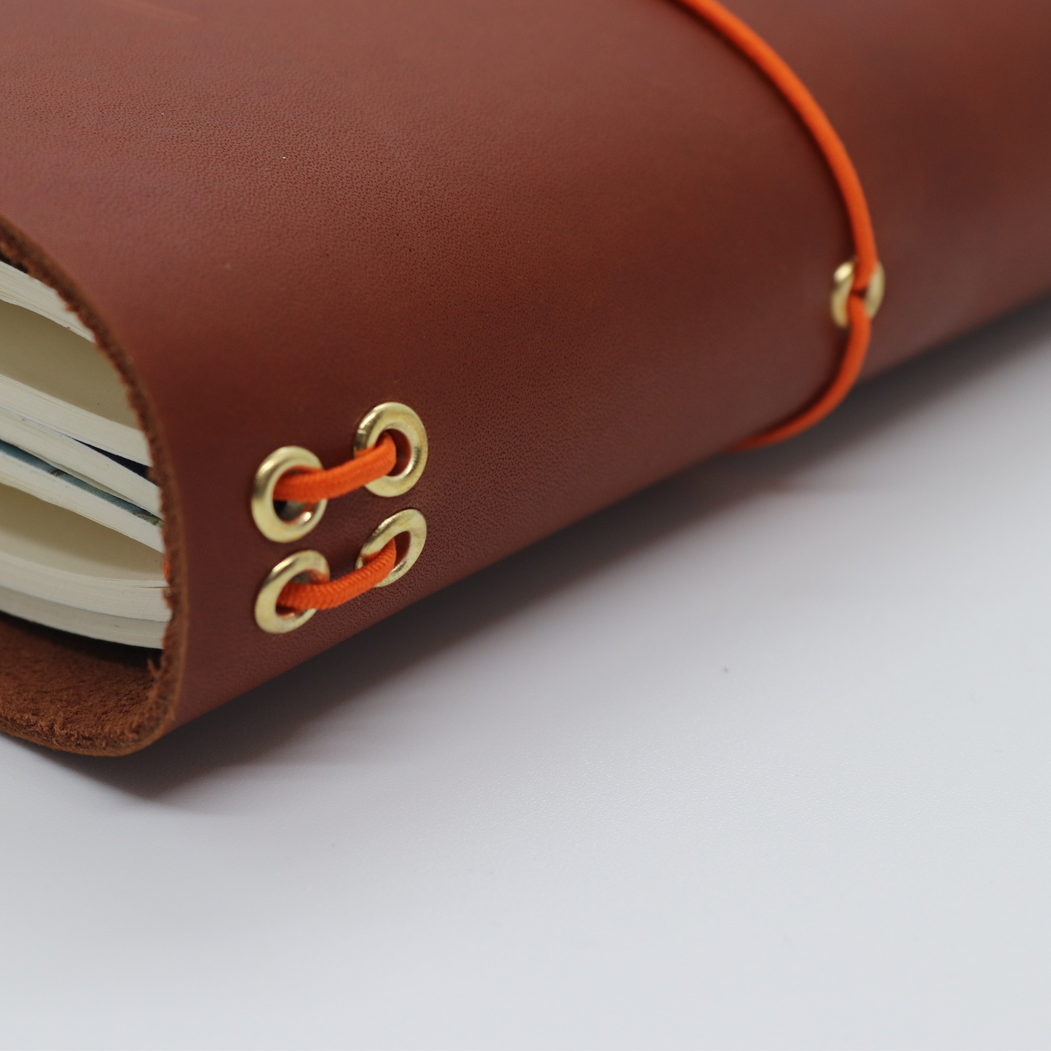 A6 Trifold Leather Journal Cover Cognac