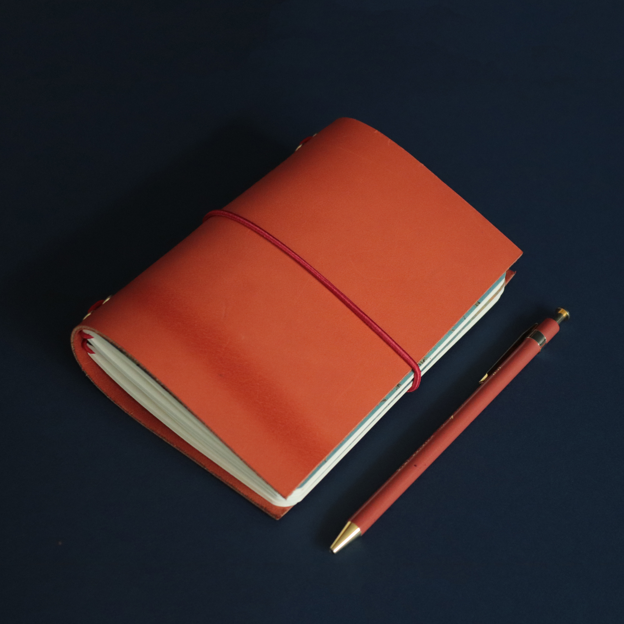 A6 Bifold Leather Journal Cover Burnt Orange