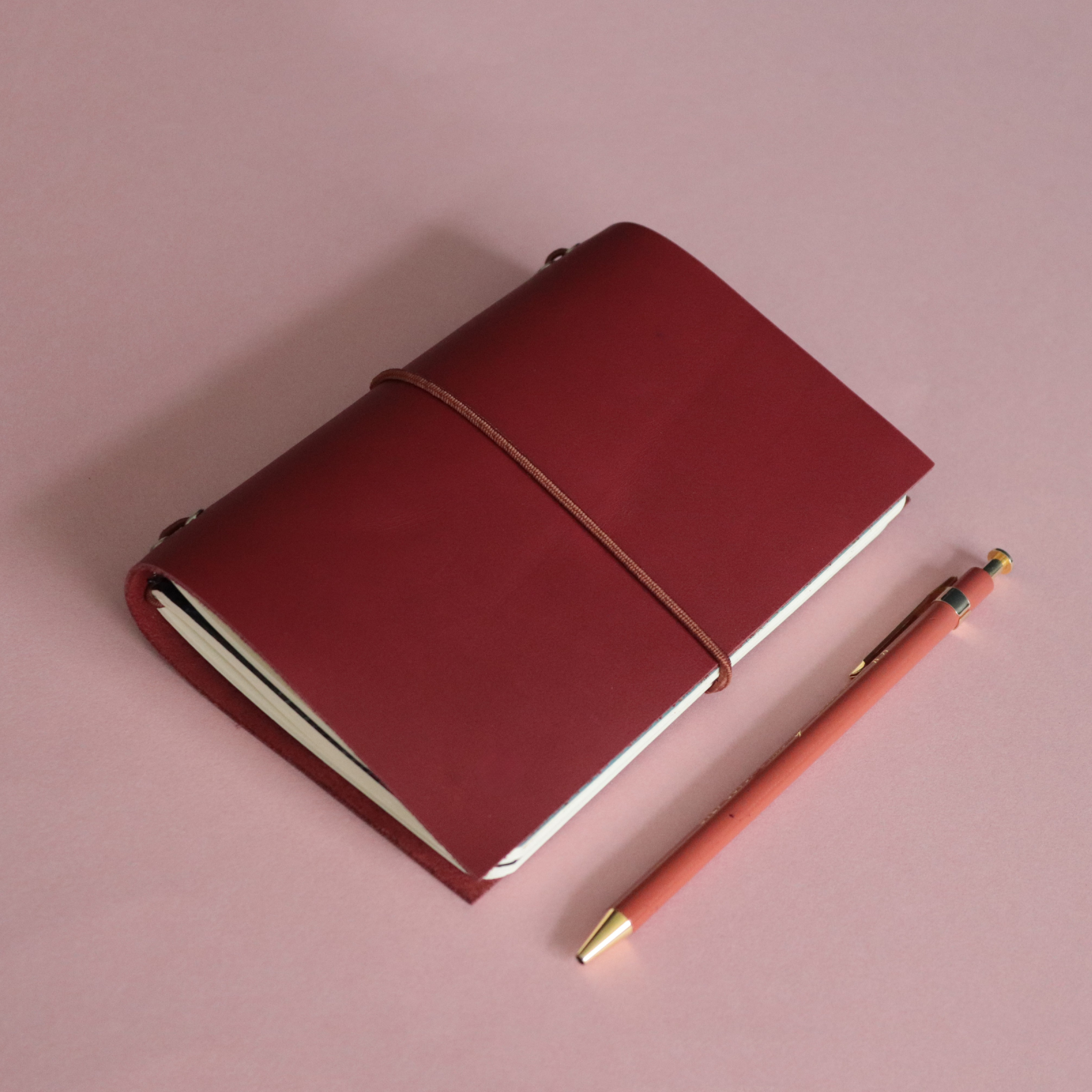 A6 Bifold Leather Journal Cover Maroon