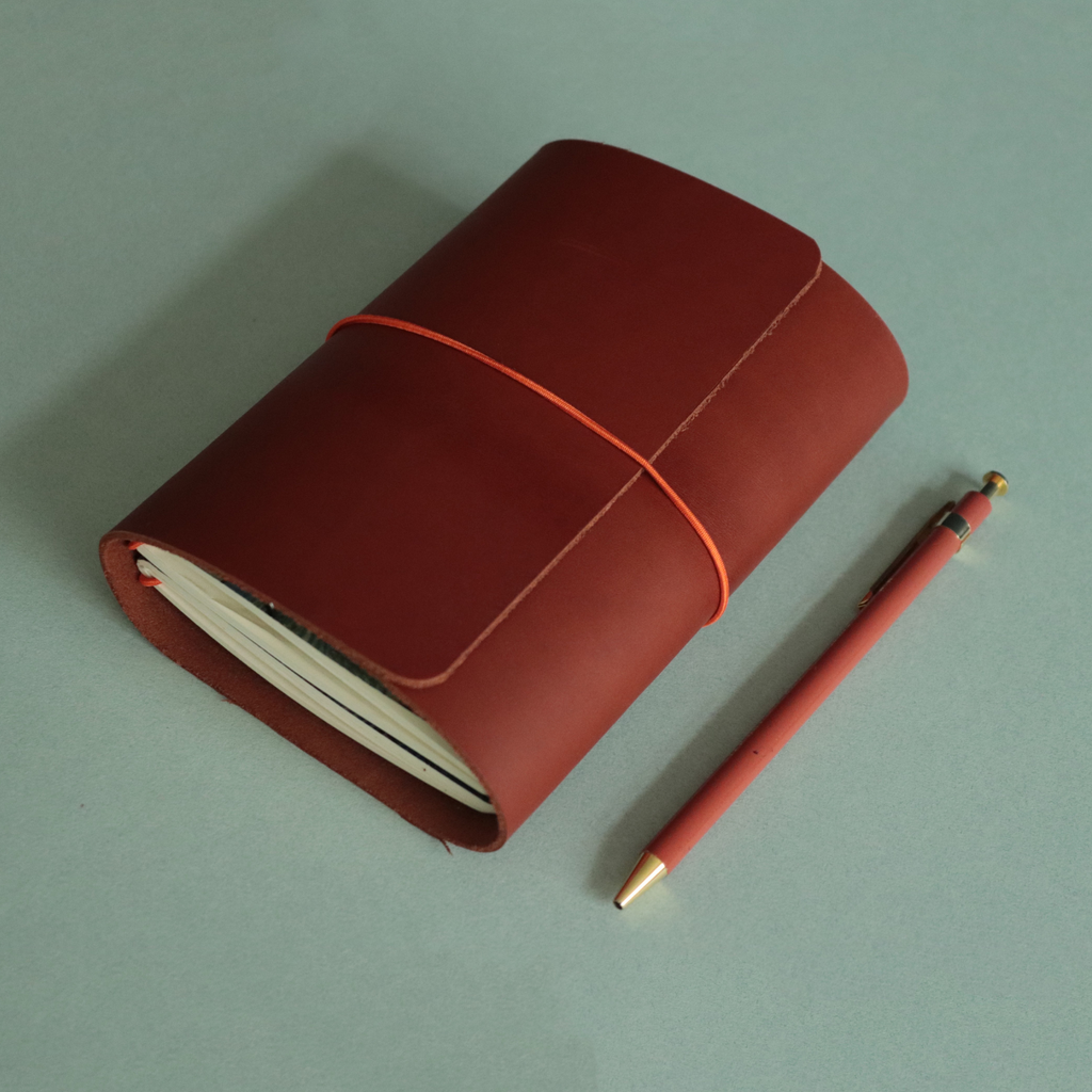 A6 Trifold Leather Journal Cognac