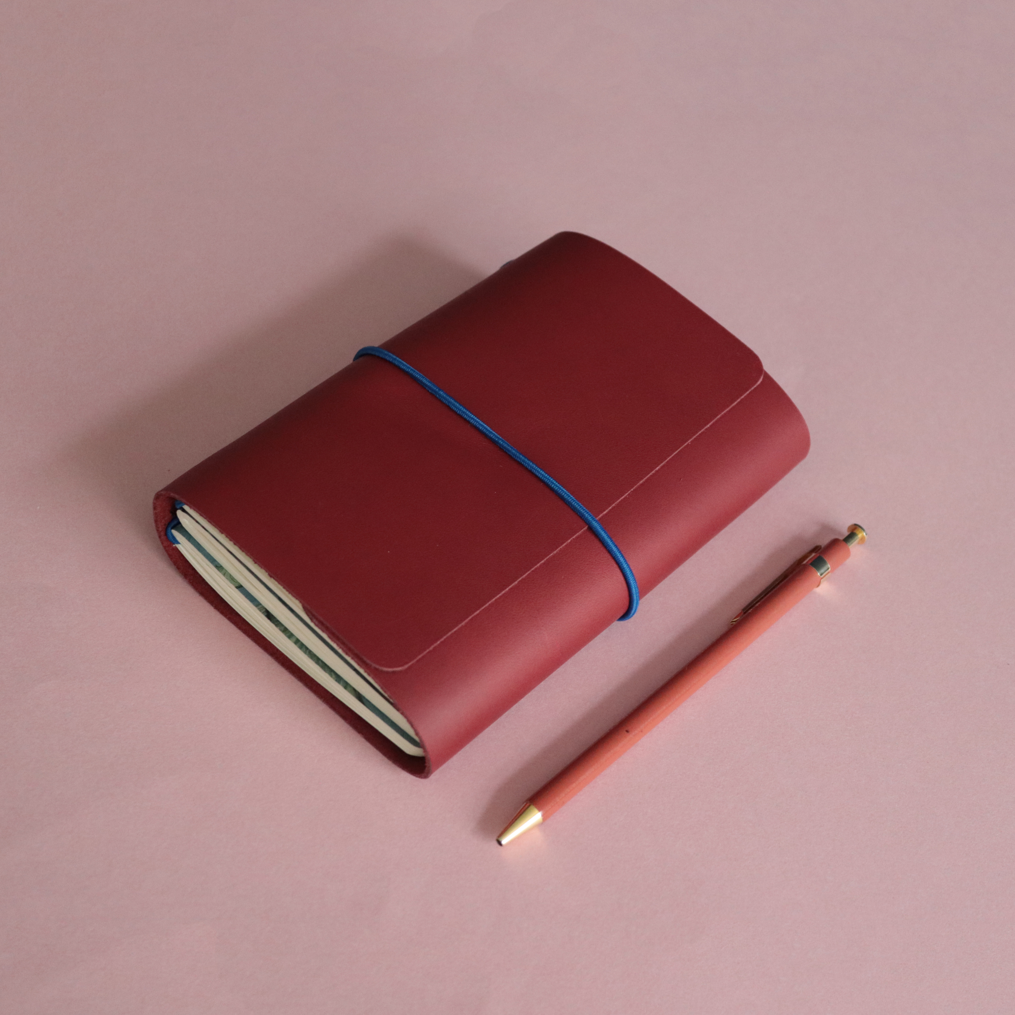 A6 Trifold Leather Journal Cover Maroon