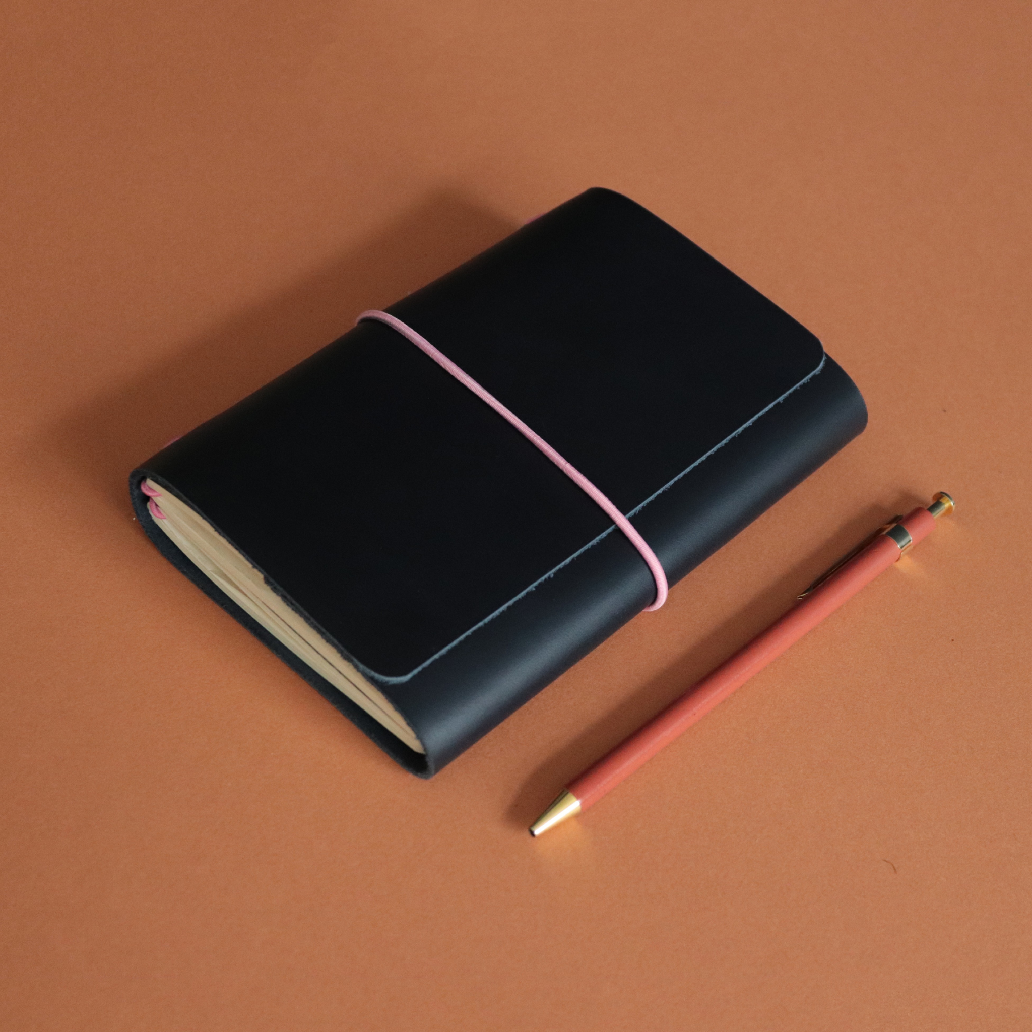 A6 Trifold Leather Journal Cover Midnight