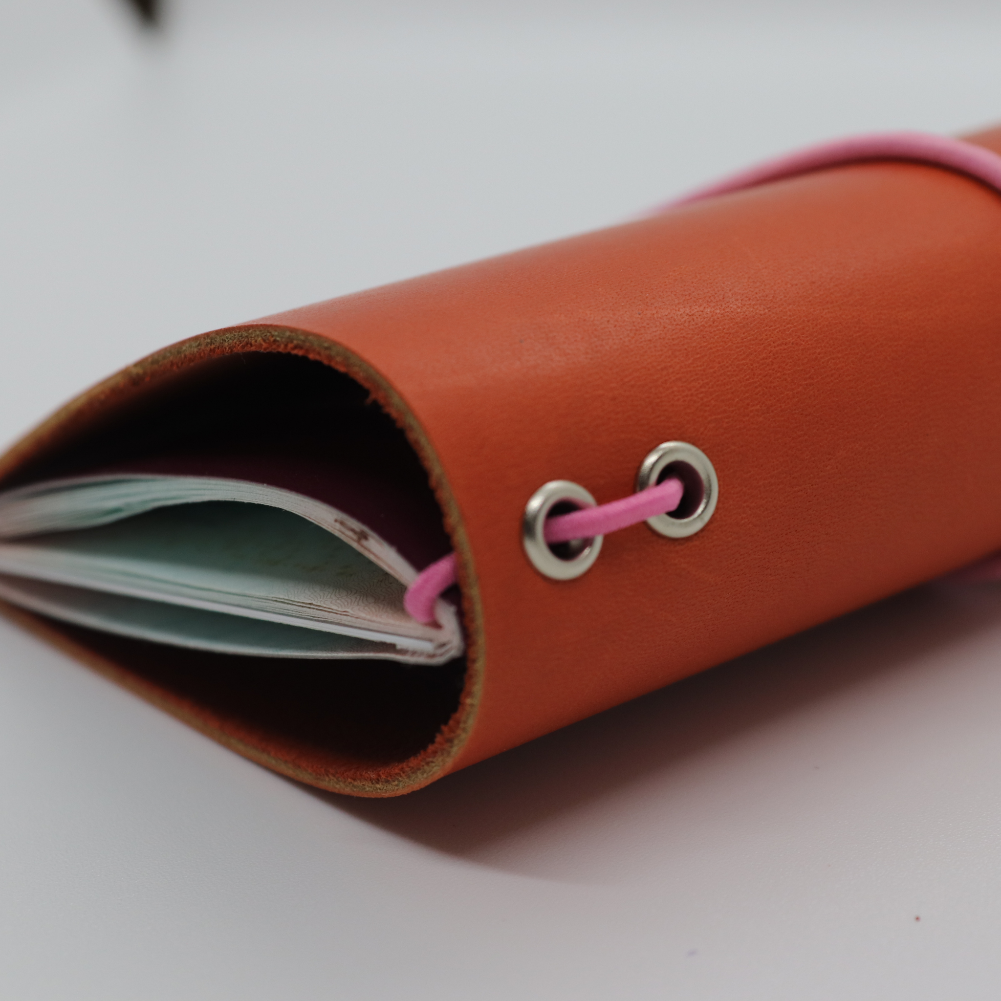 Bifold Leather Passport Cover Burnt Orange