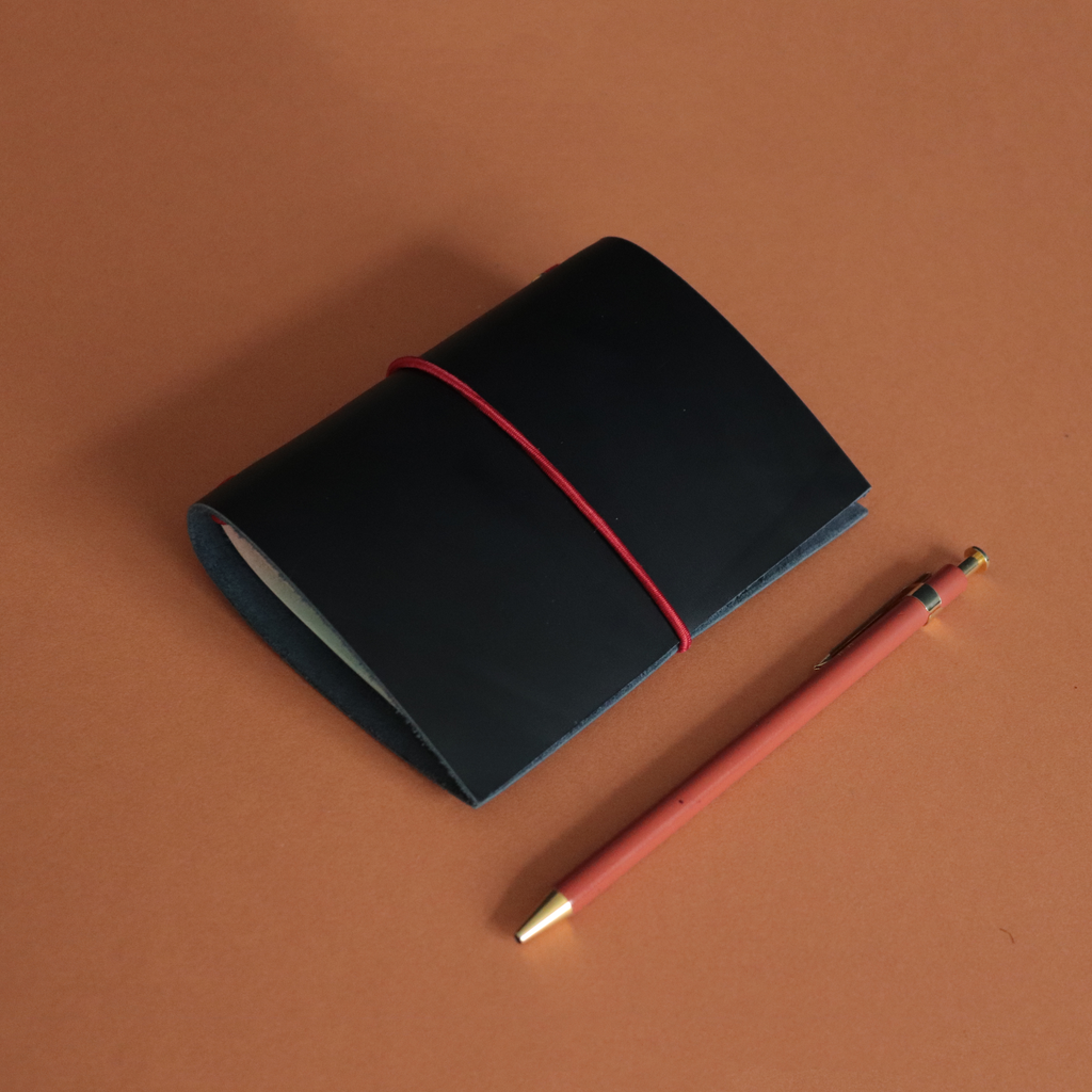 Passport Size Bifold Leather Journal Midnight