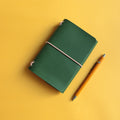 A6 Trifold Leather Journal Forest Green