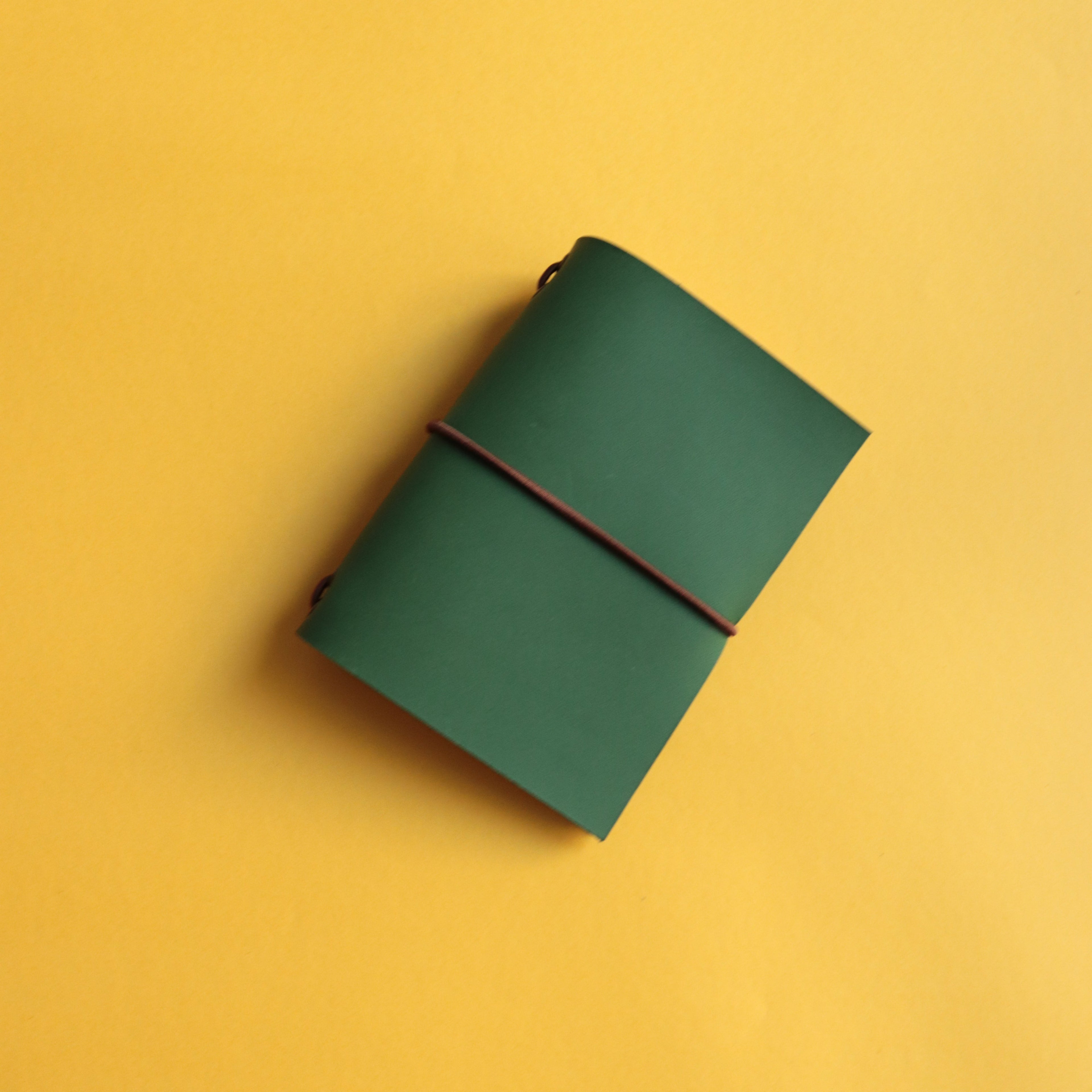 Passport Size Bifold Leather Journal Forest Green