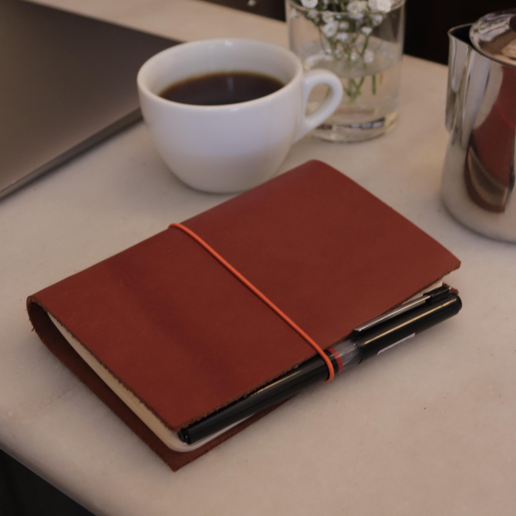 A6 Bifold Leather Journal Cover Cognac