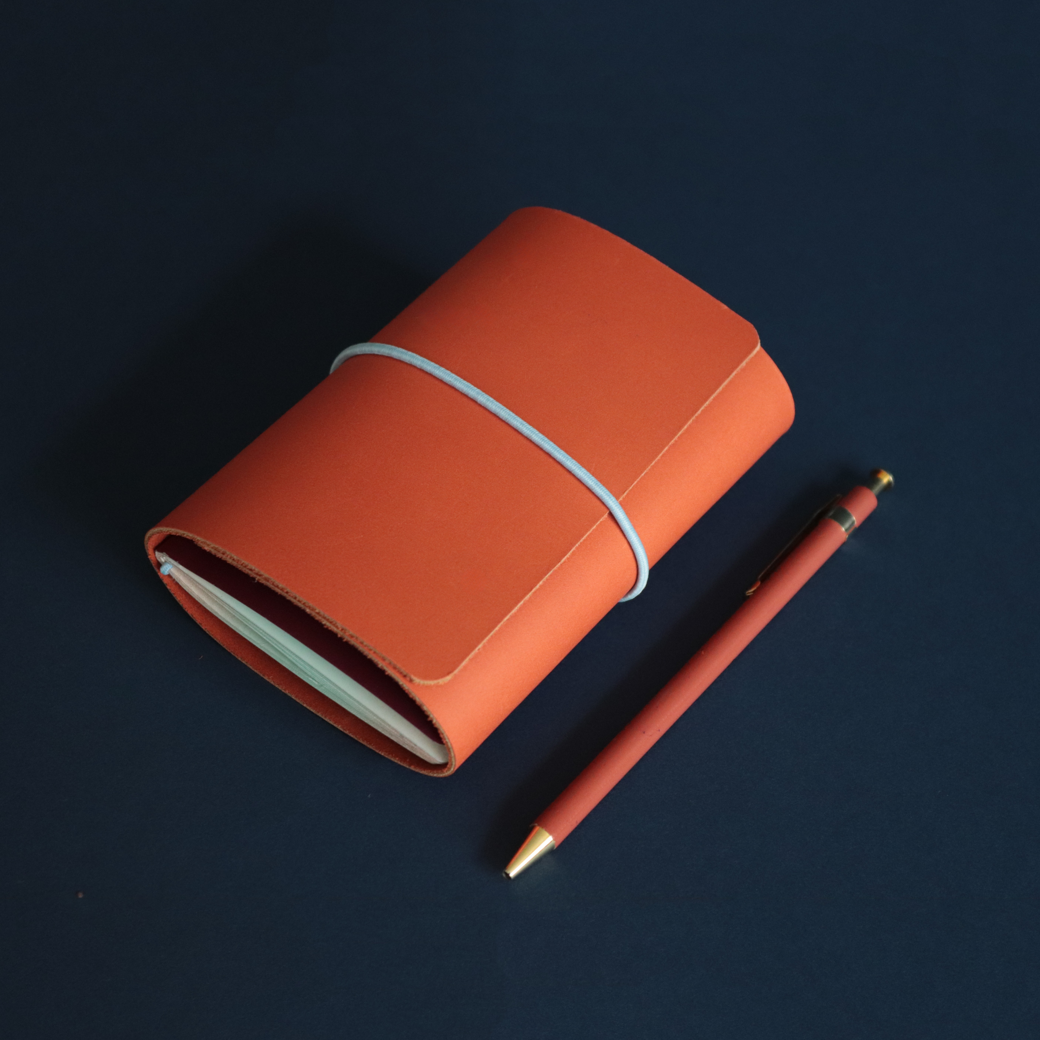 Trifold Leather Passport Cover Burnt Orange